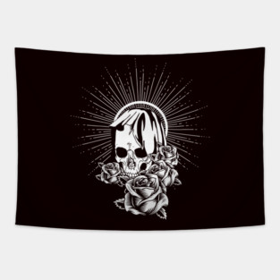 Santa Muerte Dead Sugar Skull Female Deity Mexican Satanic Tapestry