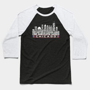 Chicago Baseball Team All Time Legends, Chicago City Skyline Baseball T-Shirt