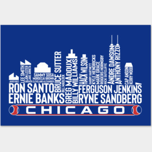 Chicago Baseball Team All Time Legends, Chicago City Skyline Posters and Art