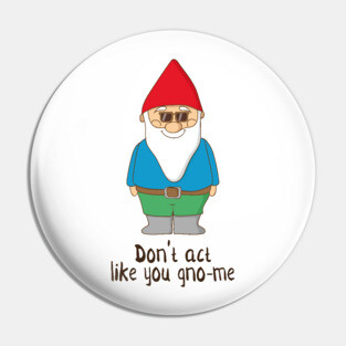 Don't Act Like You Gno-me, Funny Garden Gnome Gift Pin