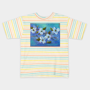 white dogwood flowers Kids T-Shirt