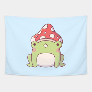 Cute Little Frog With Toadstool Tapestry