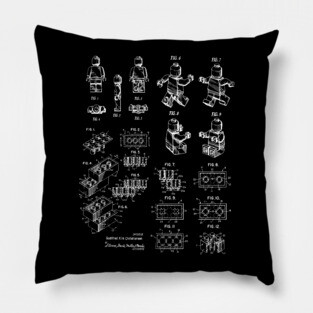 Lego Bricks And Lego Man Patent Prints Pillow
