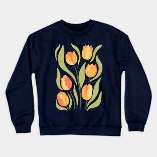 Orange Yellow Tulips Crewneck Sweatshirt