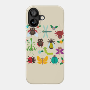 Funny insects and flowers Phone Case