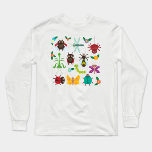 Funny insects and flowers Long Sleeve T-Shirt