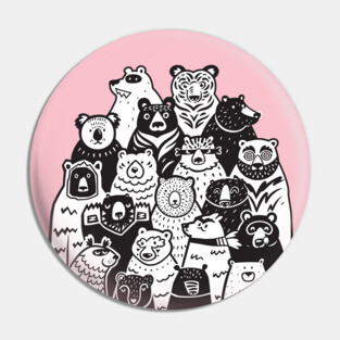 Black and White Bears Pin