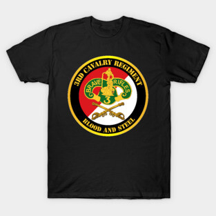 3rd Cavalry Regiment DUI - Red White - Blood and Steel T-Shirt