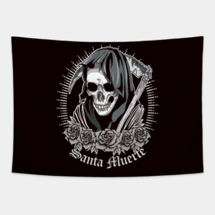 Santa Muerte Female Deity Mexican Satanic Dead Sugar Skull Tapestry