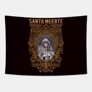 Santa Muerte Mexican Female Deity Sugar Skull Satanic Dead Tapestry