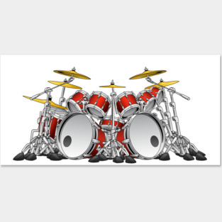 10 Piece Drum Set Cartoon Posters and Art