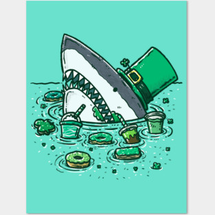 St Patricks Day Sweets Shark Posters and Art