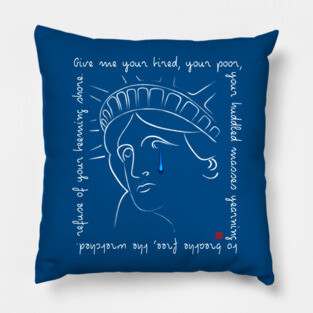Crying Statue of Liberty with Quote Pillow