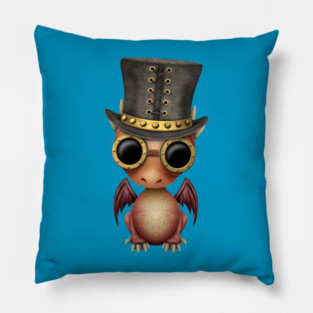 Steampunk Red Dragon Baby Pillow