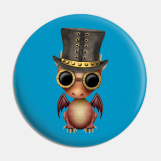 Steampunk Red Dragon Baby Pin