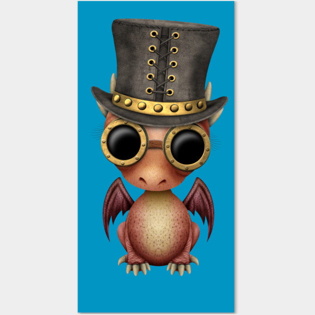 Steampunk Red Dragon Baby Wall Art by jeffbartels