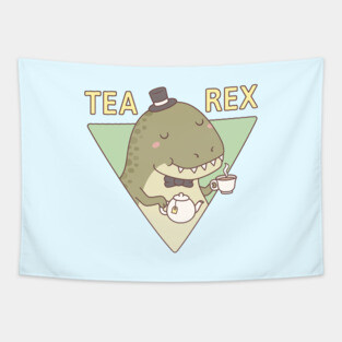 Cute Dinosaur Tea Rex Trex Pun Tapestry