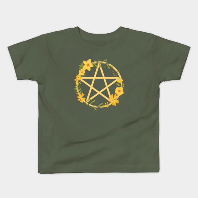 Spring Floral Pentacle Design Cheeky Witch® Kids T-Shirt by Cheeky Witch