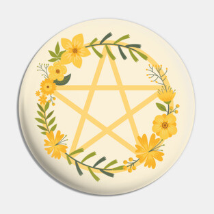 Spring Floral Pentacle Design Cheeky Witch® Pin
