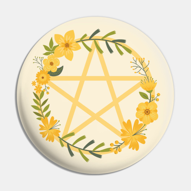 Spring Floral Pentacle Design Cheeky Witch® Pin by Cheeky Witch