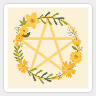 Spring Floral Pentacle Design Cheeky Witch® Sticker