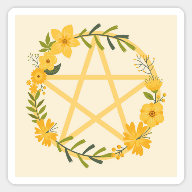 Spring Floral Pentacle Design Cheeky Witch® Sticker by Cheeky Witch