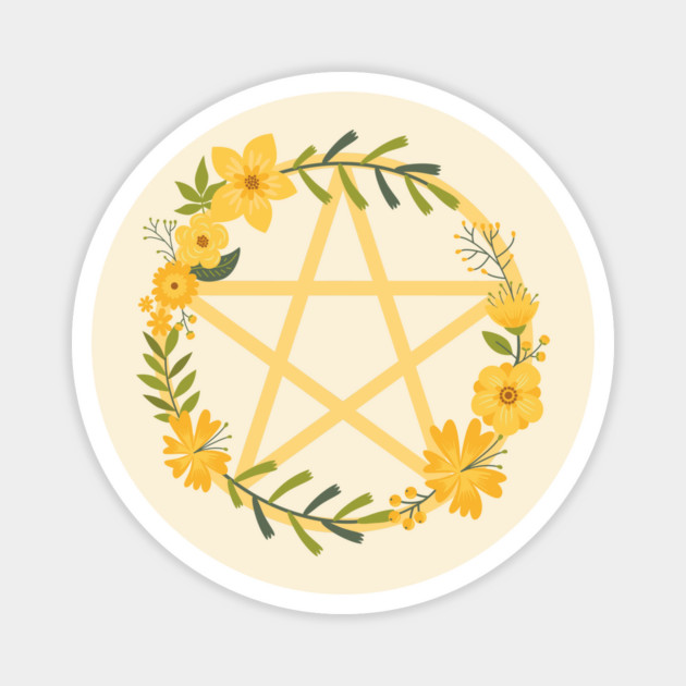 Spring Floral Pentacle Design Cheeky Witch® Magnet by Cheeky Witch