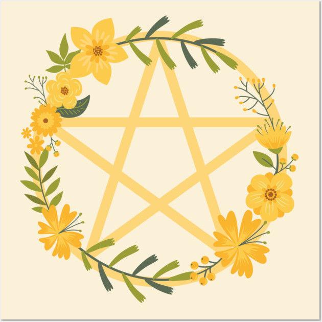 Spring Floral Pentacle Design Cheeky Witch® Wall Art by Cheeky Witch