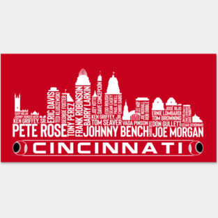 Cincinnati Baseball Team All Time Legends, Cincinnati City Skyline Posters and Art