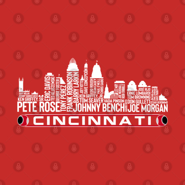 Cincinnati Baseball Team All Time Legends, Cincinnati City Skyline T-Shirt