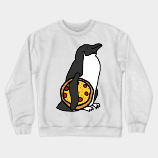 Animals with Food Cute Penguin with Pizza Crewneck Sweatshirt