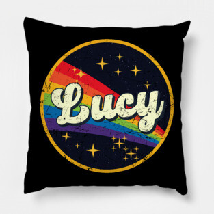 Lucy // Rainbow In Space Vintage Grunge-Style Pillow