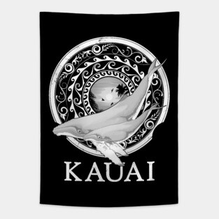 Humpback whales Shield of Kauai Tapestry