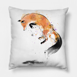 Red Fox jumping into Snow Pillow