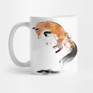 Red Fox jumping into Snow Mug