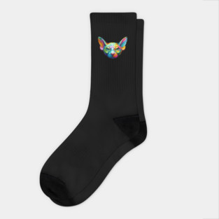 Sphynx Cat Colorful Portrait Socks