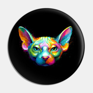 Sphynx Cat Colorful Portrait Pin