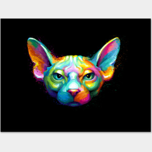 Sphynx Cat Colorful Portrait Posters and Art