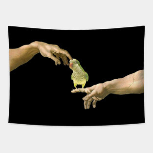 scritching a monk parakeet Tapestry