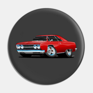 Red Hot Classic Muscle Car Coupe Cartoon Pin