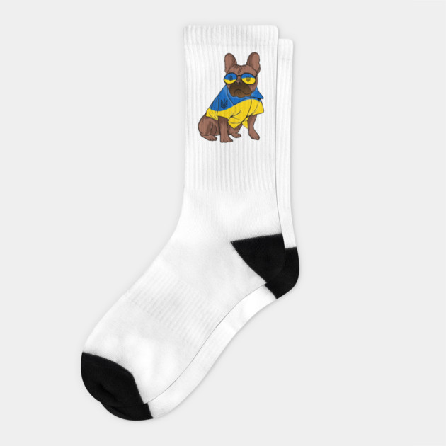 Ukraine Pet Awareness Support Ukrainian Flag Sunglasses Dog Puppy Pug Animals Socks by Tshirtiz