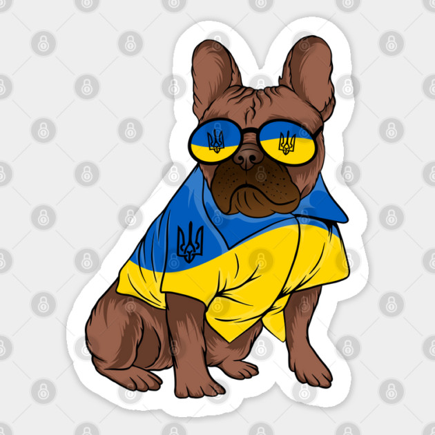Ukraine Pet Awareness Support Ukrainian Flag Sunglasses Dog Puppy Pug Animals Sticker by Tshirtiz