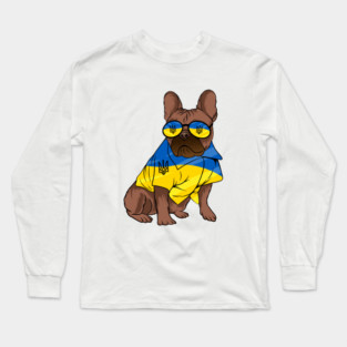 Ukraine Pet Awareness Support Ukrainian Flag Sunglasses Dog Puppy Pug Animals Long Sleeve T-Shirt