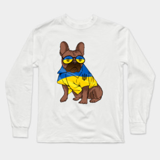 Ukraine Pet Awareness Support Ukrainian Flag Sunglasses Dog Puppy Pug Animals Long Sleeve T-Shirt