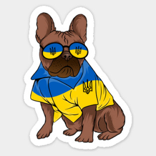 Ukraine Pet Awareness Support Ukrainian Flag Sunglasses Dog Puppy Pug Animals Sticker