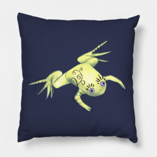 Weird Frog With Funny Eyelashes Digital Art Pillow