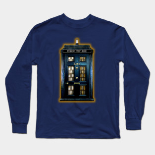 Blue Phone Box with 221b number Long Sleeve T-Shirt