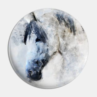 Dramabite Horse watercolor equine animal rider riding pony Pin