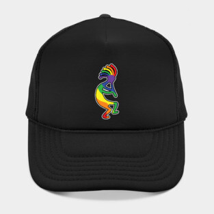 Fun, Whimsical Rainbow Pride Kokopelli Legend Hat