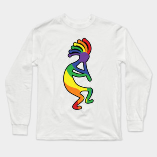 Fun, Whimsical Rainbow Pride Kokopelli Legend Long Sleeve T-Shirt